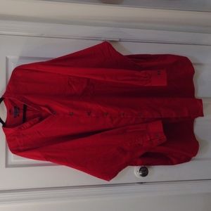 Oversize red button up shirt